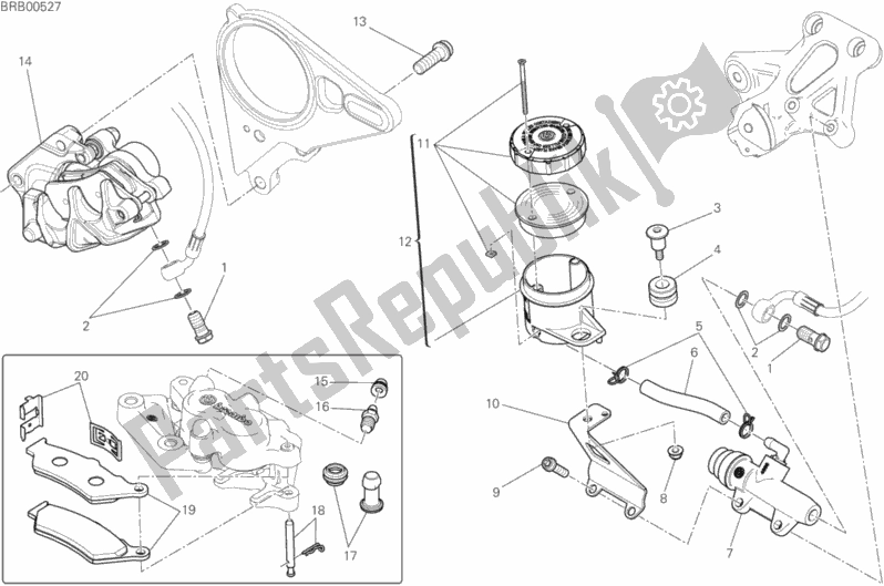 All parts for the Rear Brake System of the Ducati Diavel Xdiavel Brasil 1260 2018